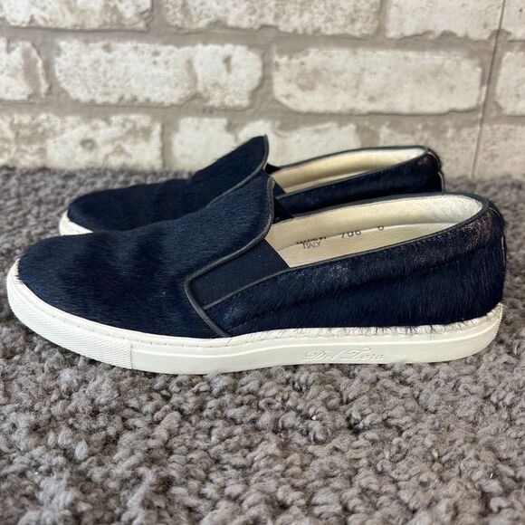 Del Toro Pony Hair Loafers Womens 6 Blue Slip On Comfort Shoe Handmade in Italy - Picture 3 of 12